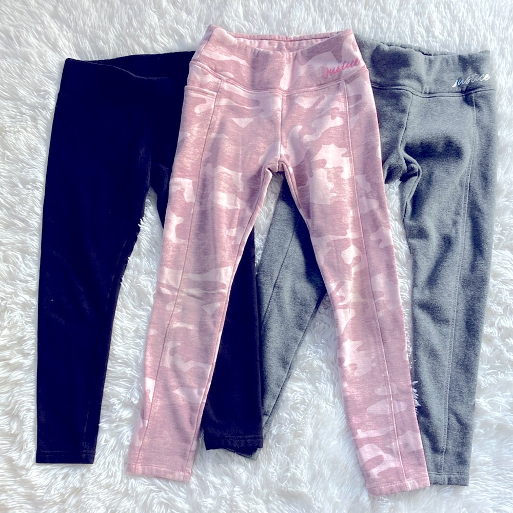 Girls Justice fleece lined leggings bundle size 8